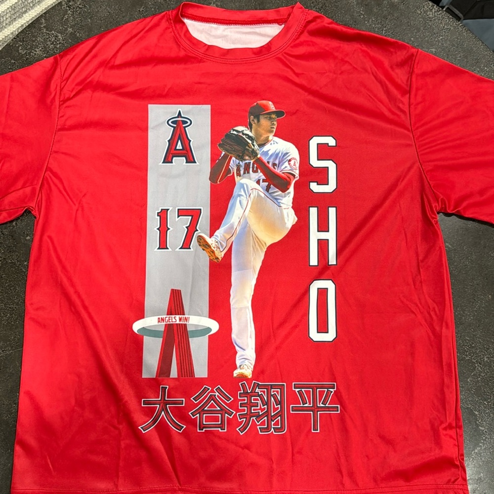 Shohei Ohtani #17 MLB Angels Promotion Gung-ho Men's Shirt Size XL
